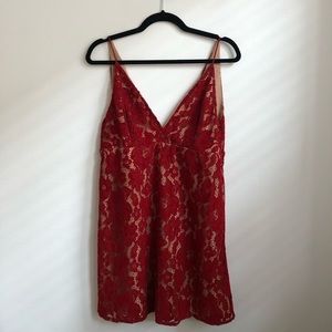 {free people} red lace baby doll dress